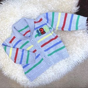 M&S Baby Shawl Collar Rainbow Sweater